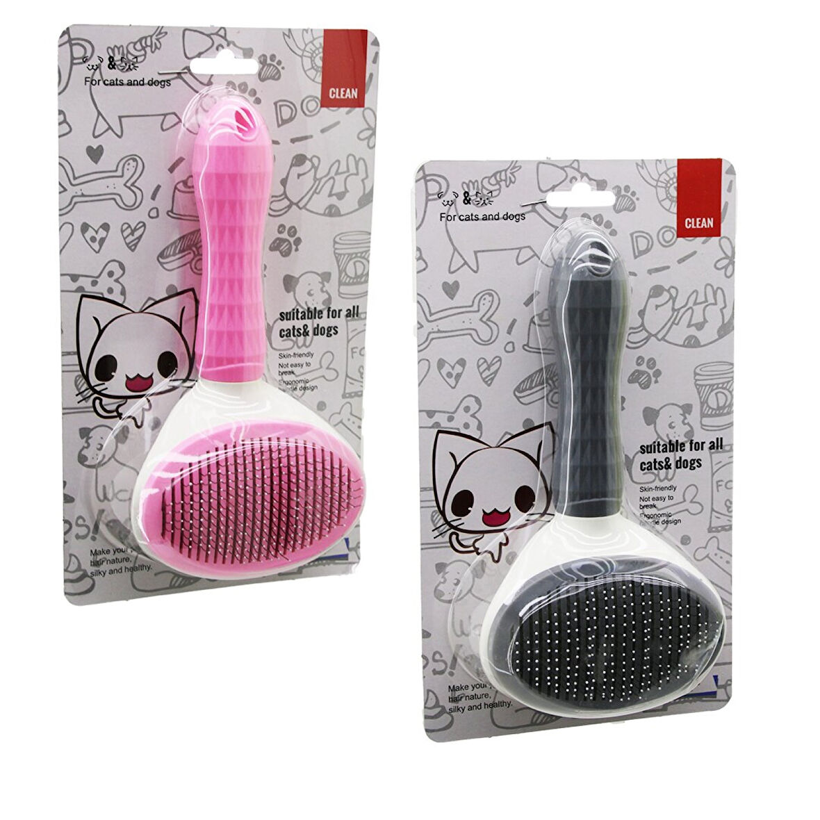 PRATİK PET TÜY FIRÇASI KEDİ - KÖPEK TARAK - TEMİZLİK FIRÇASI BAS=TARAK TEMİZLE TUŞLU PET SHOP (4915)