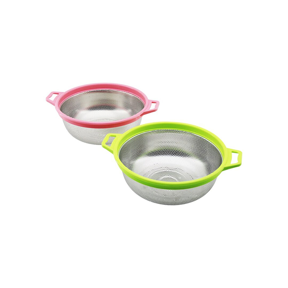 21CM RENKLİ PLASTİK ÇERÇEVE - KULPLU ÇELİK SEPET METAL SÜZGEÇ (4915)