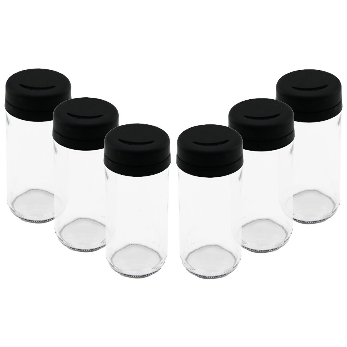 6 PCS CAM - 225ML BAHARATLIK - TUZLUK PLASTİK KAPAK (4915)
