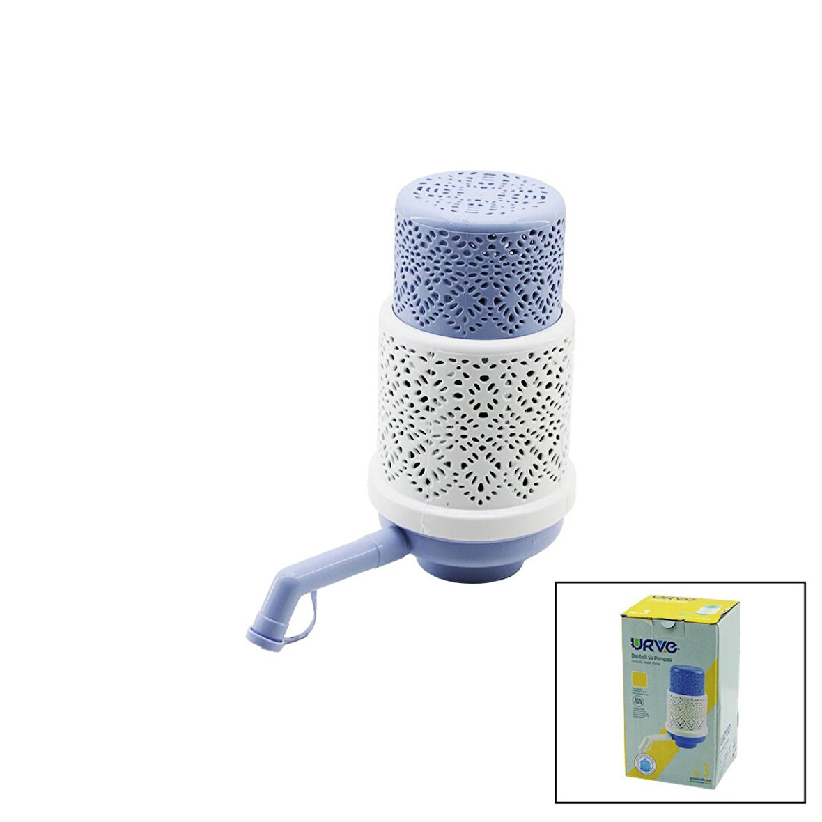 DANTELLİ MODEL   MANUEL  DAMACANA SU POMPASI  KUTULU AMBALAJ   DAMLAMA ÖNLEYİCİ KAPAK (4915)
