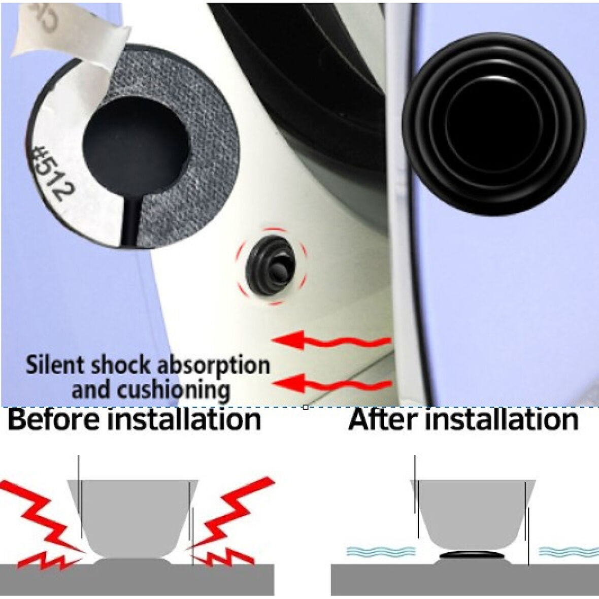 Araba Kapı Ses Ve Darbe Emici Pad 10 Adet Siyah (4915)