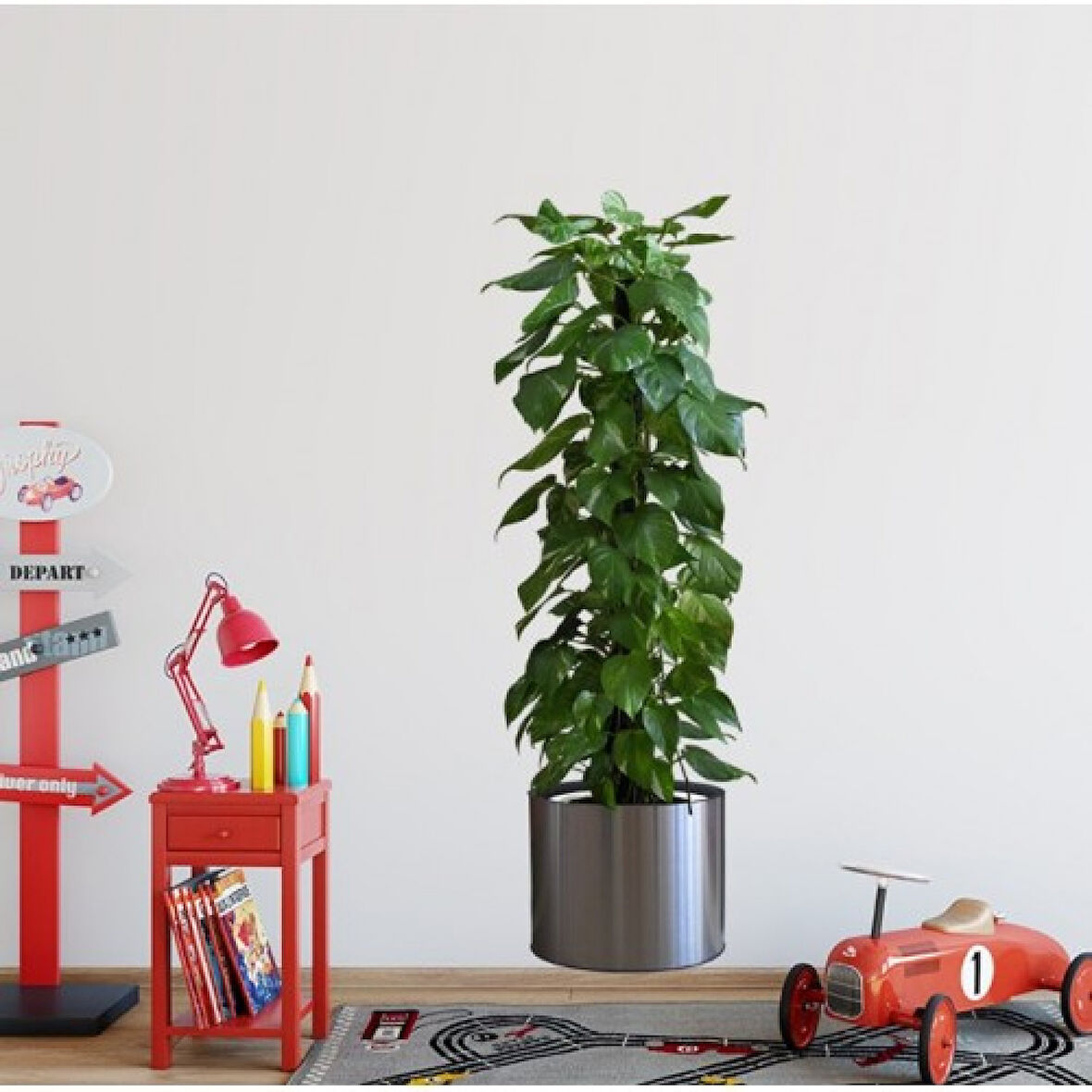 Saksılı Bitki Tasarımlı Yapışkanlı Sticker Resim 90*30 Cm (4915)