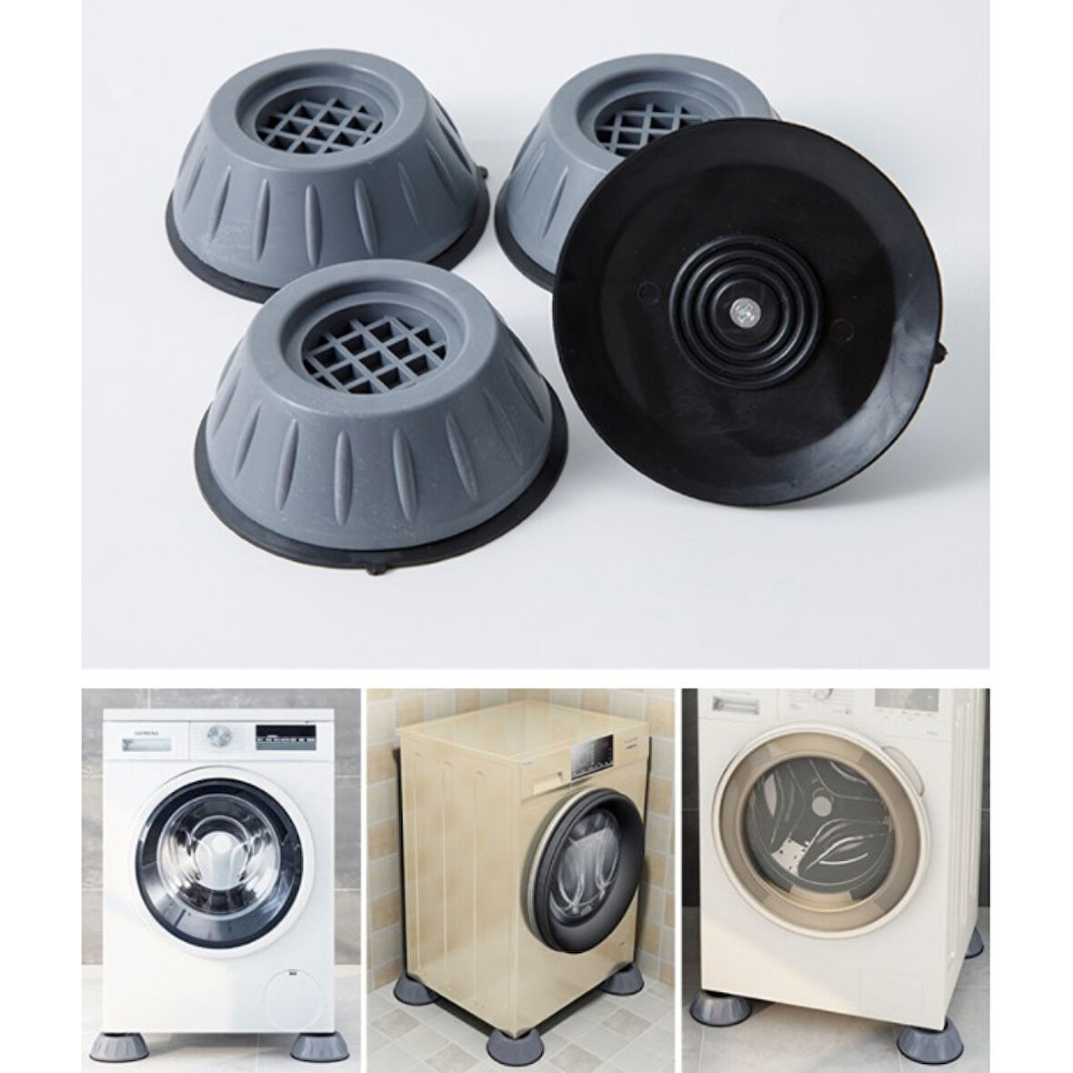 Çamaşır Makinesi Titreşim Engelleyici Stoper Gri 4 Lü Set (4915)