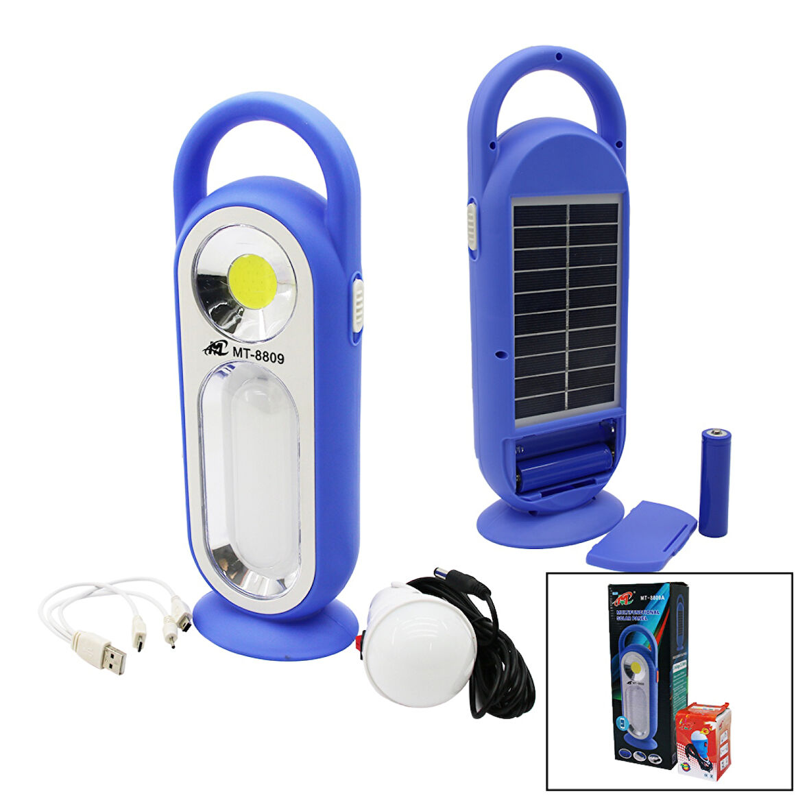 3IN1SOLAR - PİLLİ - USB ŞARJLI - FENER IŞILDAK POWERBANK LED - COB - SEYYAR AMPUL (4915)