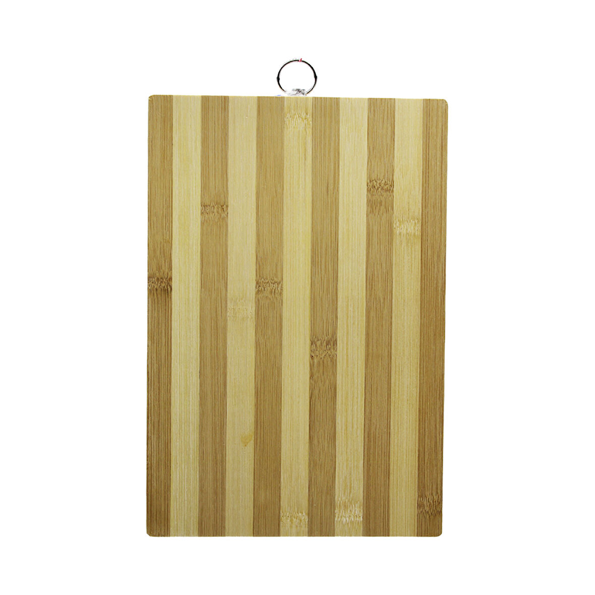 Ahşap 20x30cm Beyaz Çizgili Bambu Kesim Panosu Metal Kulplu (4915)