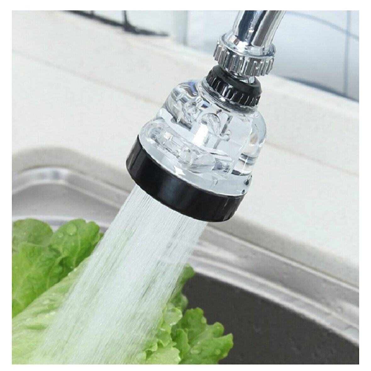 Su Tasarruflu  3 Fonksiyonlu  Oynar  Musluk Başlığı - Şeffaf (4915)