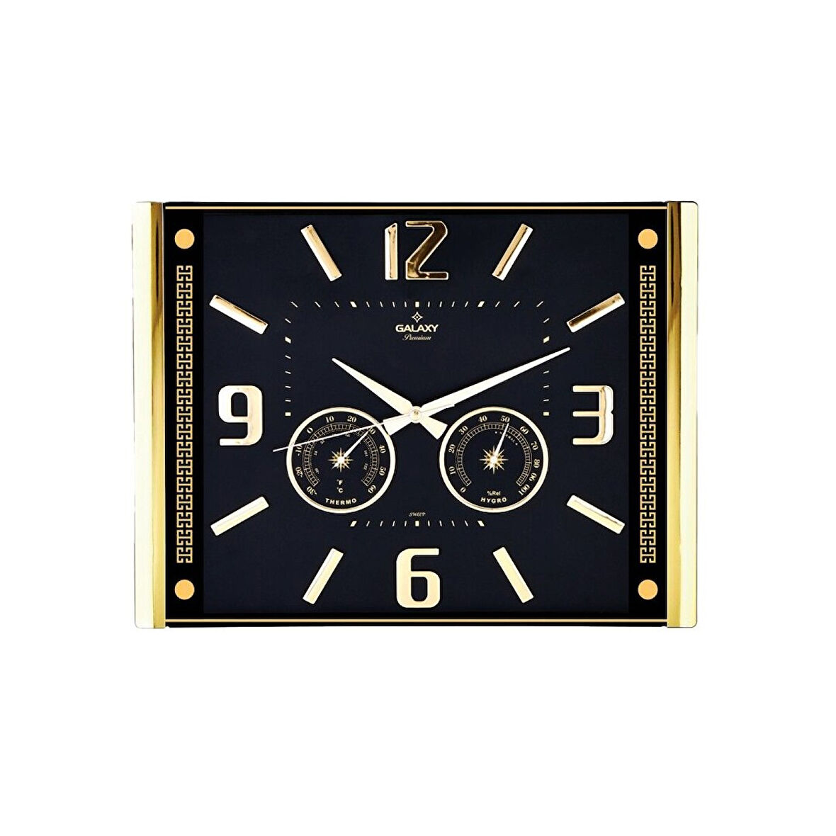 PREMİUM BAROMETRELİ ISI - NEM ÖLÇER KABARTMA RAKAMLI DUVAR SAATİ 41.5X32CM  707-A-1 (4915)