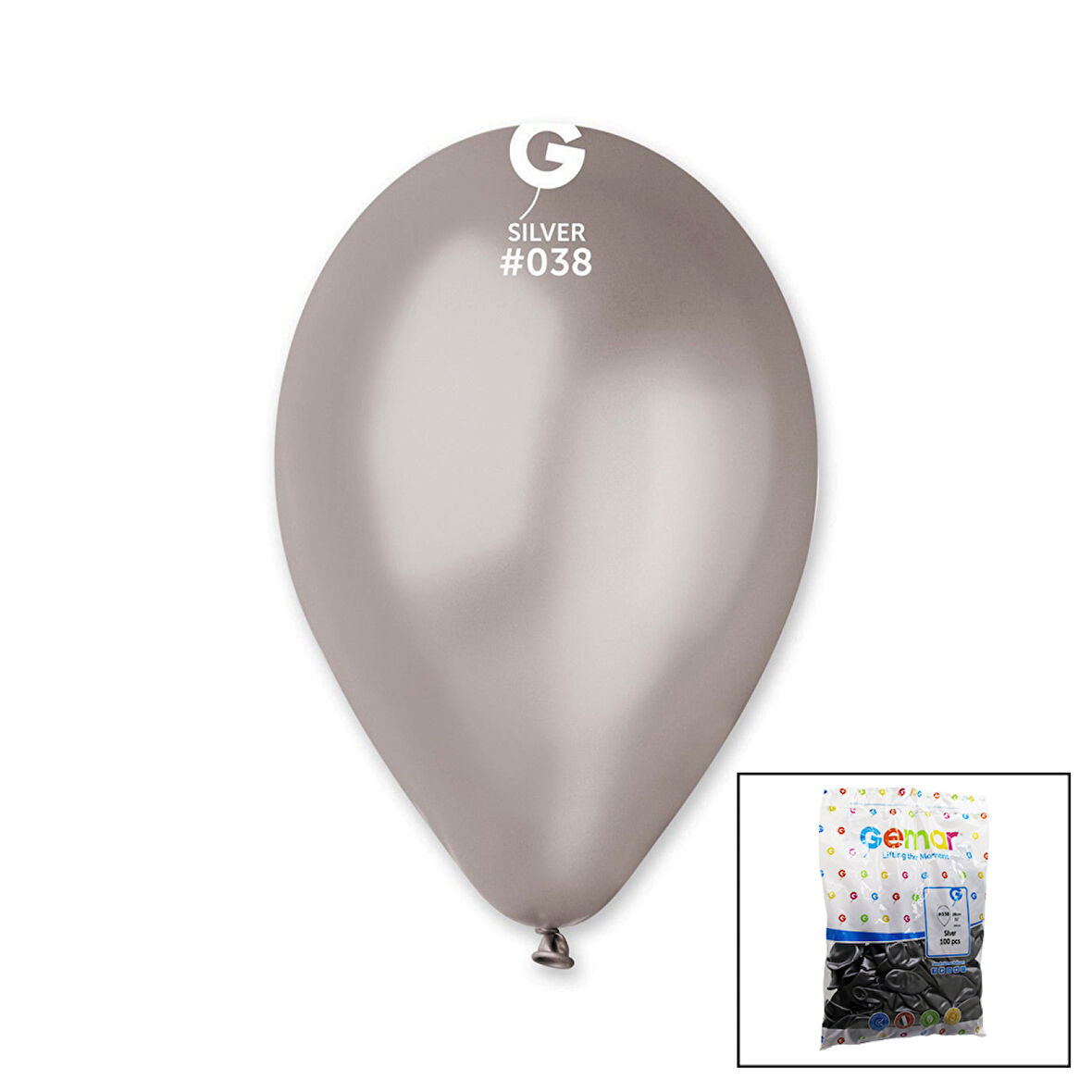 GM-110-38 METALİK - GÜMÜŞ BALON 11&amp;apos;&amp;apos; - 28CM - 100 PARÇA (4915)