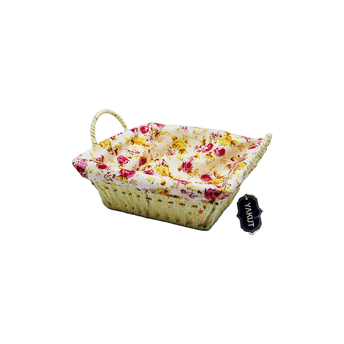 KARE RENKLİ BEZLİ HASIR EKMEK SEPETİ (4915)