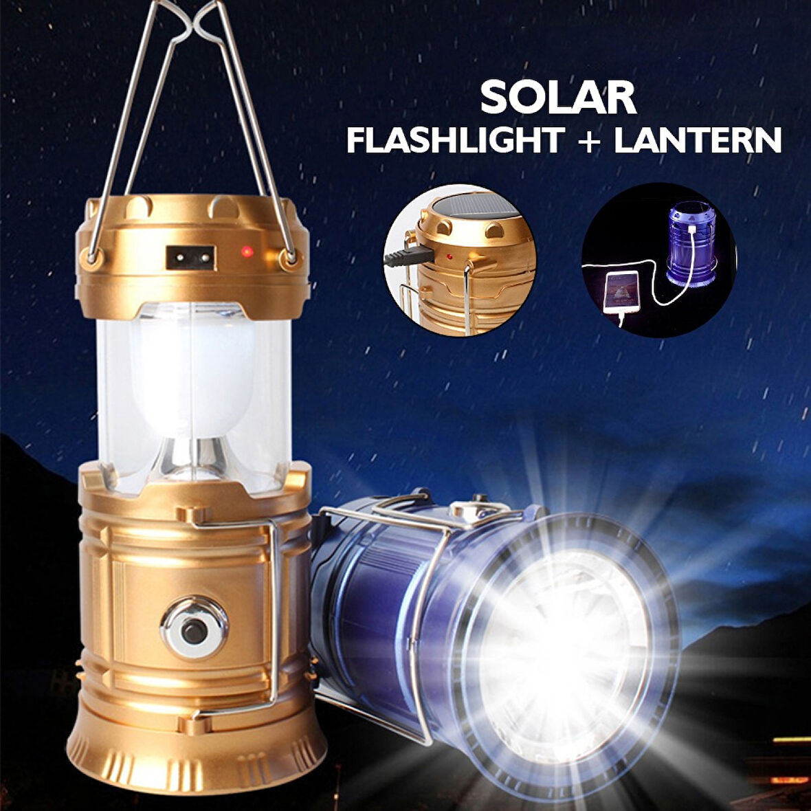 Kamp Feneri Güneş Enerjili Şarjlı Led Lamba (4915)