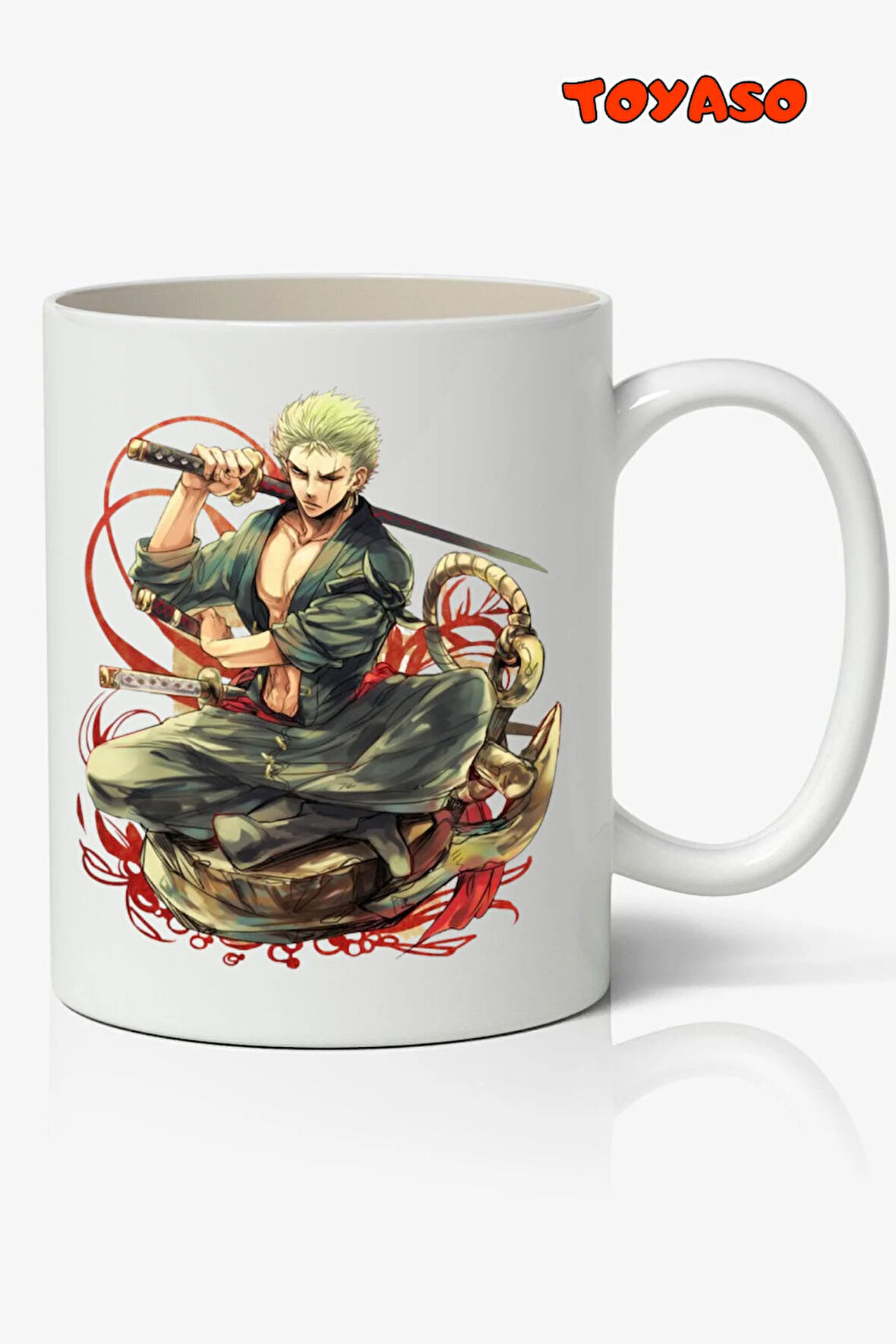One Piece Roronoa Zoro Anime Temalı Beyaz Kupa Bardak Sevgiliye Arkadaşa Hediye
