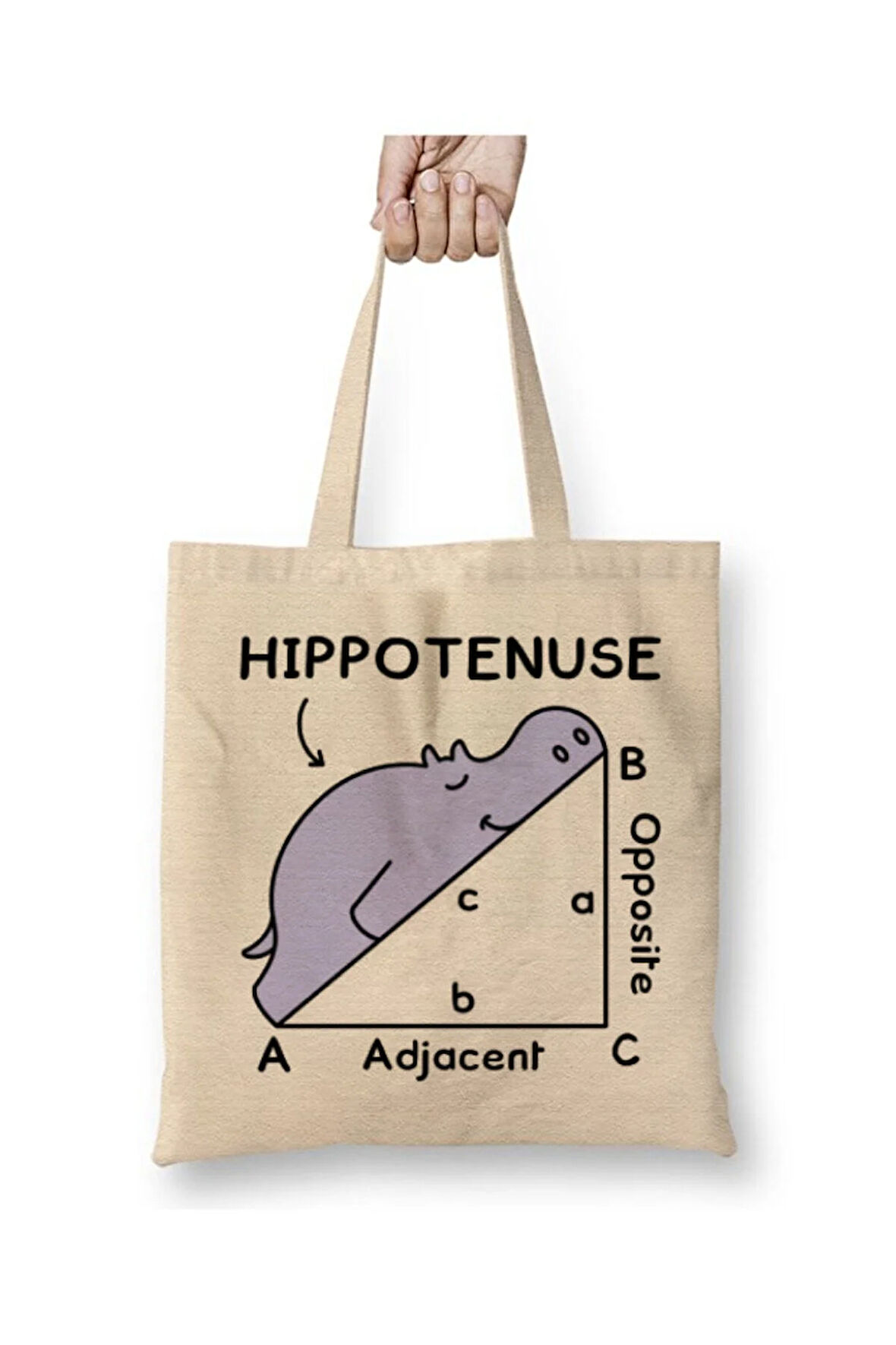 Hipotenüs Formül Matematik Öğretmeni Öğretmenler Günü Beyaz Bez Çanta Uzun Saplı Alışveriş Çantası