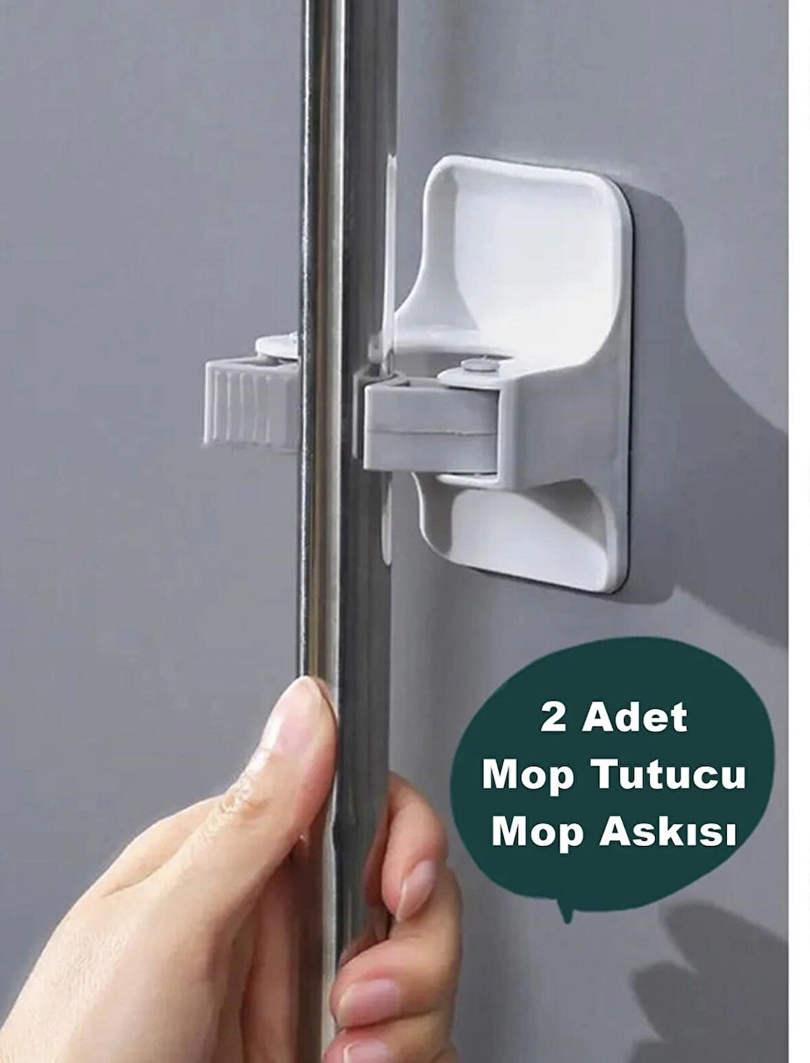 2li Kendinden Yapışkanlı Süpürge ve Mop Tutucu