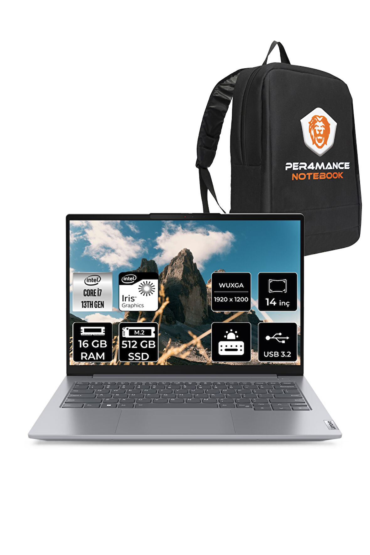 Lenovo ThinkBook 14 G6 i7 13700H 16GB DDR5 512GB SSD 14'' FHD+ FDOS Dizüstü Bilgisayar & PER4 ÇANTA