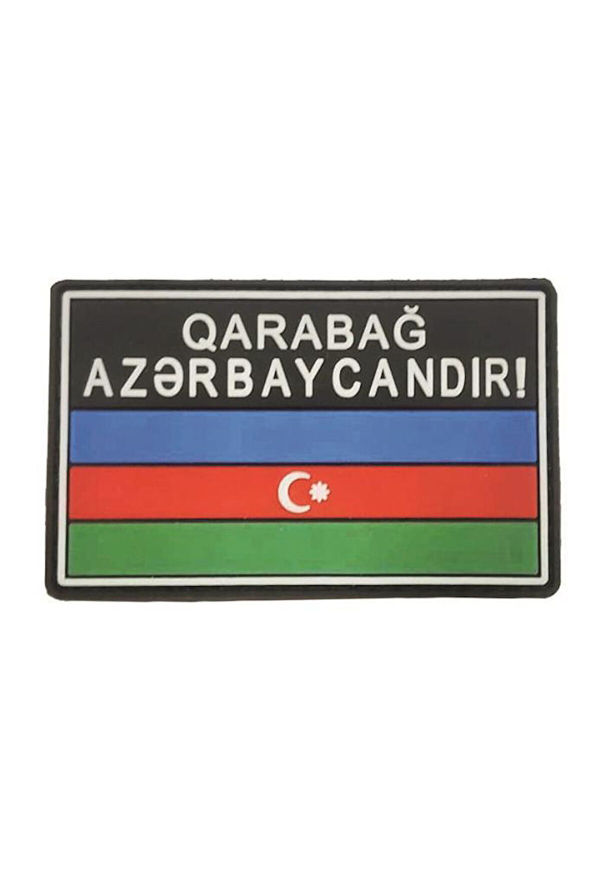 Single Sword Karabağ Azerbaycanındır Yazılı Azerbaycan Bayrağı Plastik Patch SİYAH