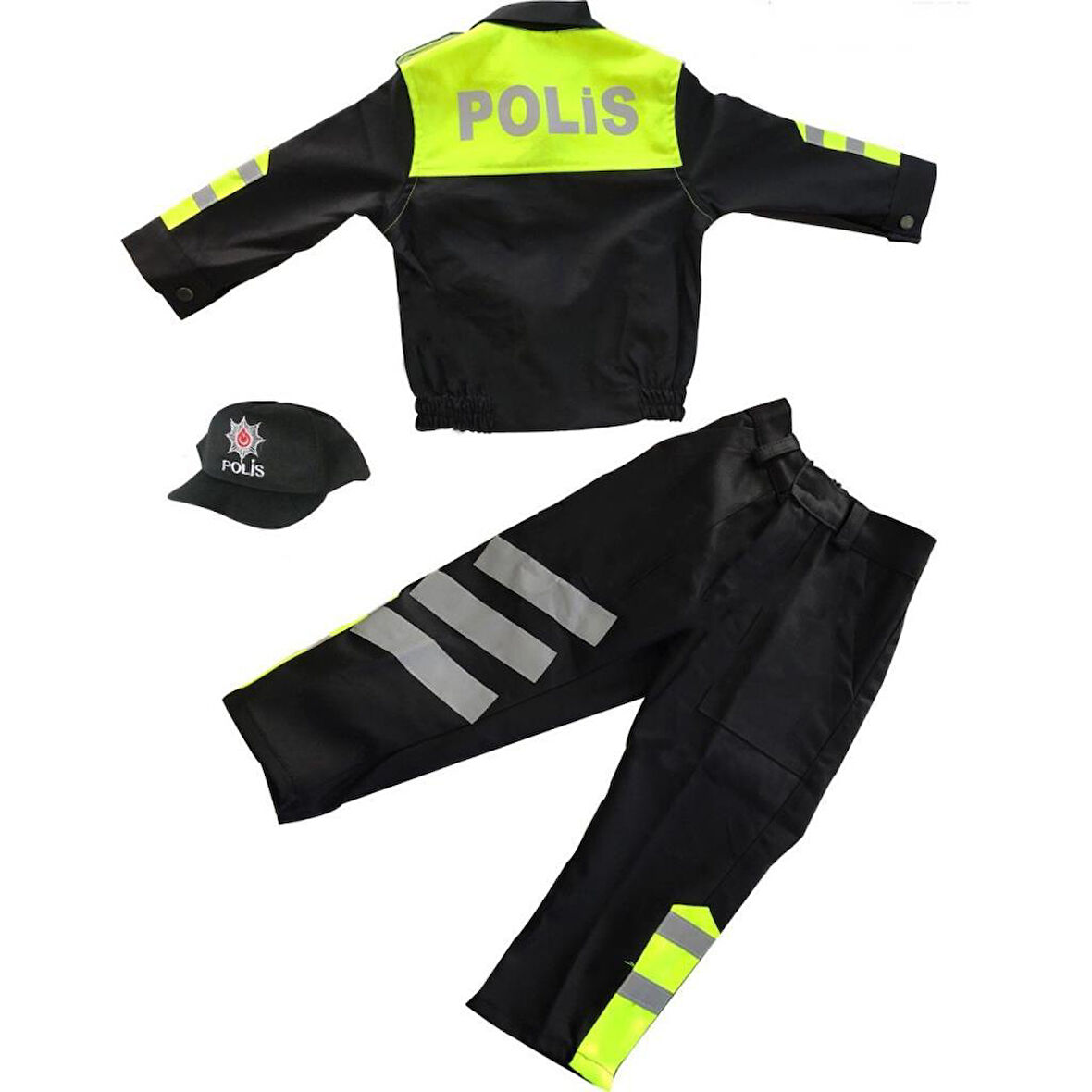 Kız&Erkek Çocuk Polis Kıyafeti (Şapka, Gömlek, Pantolon Takımı) Yeni Model SARI-6