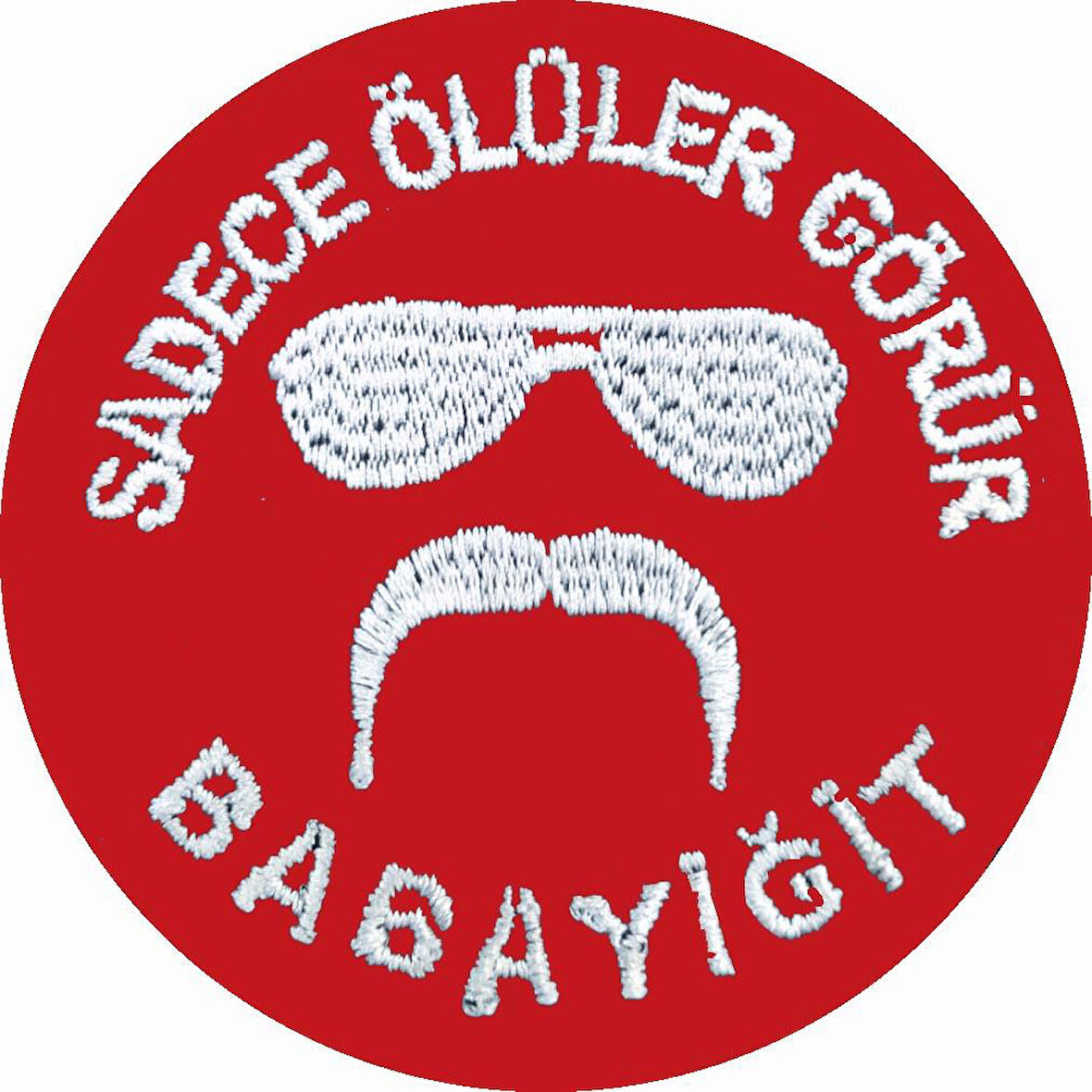 Single Sword ''SADECE ÖLÜLER GÖRÜR BABAYİĞİT'' Yazılı Cırtlı Nakış Arma, Patch, Peç Model KIRMIZI-BEYAZ