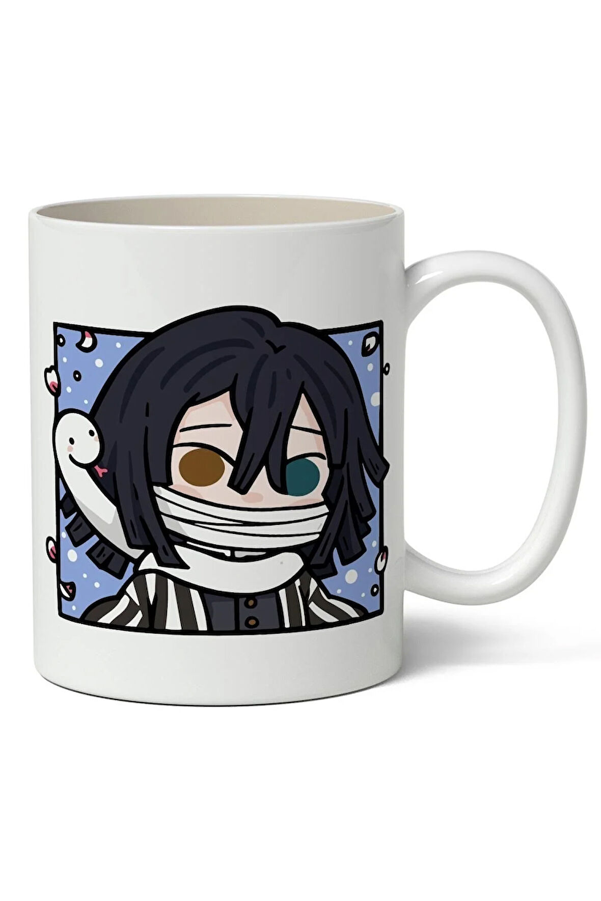 Demon Slayer: Kimetsu no Yaiba Obanai İguro Avatar Anime Baskılı Beyaz Porselen Kupa Bardak