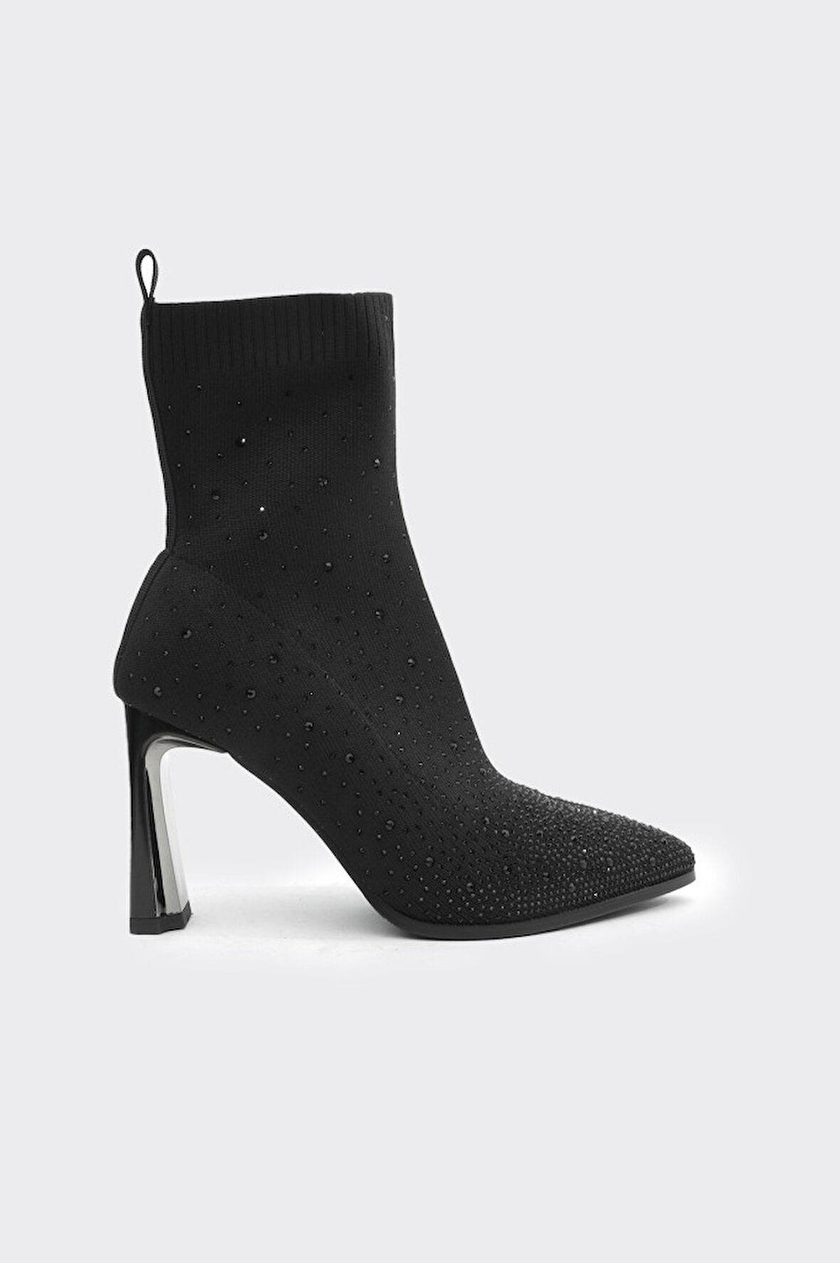 Topuklu Taş Aksesuarlı Streç Kadın Bot