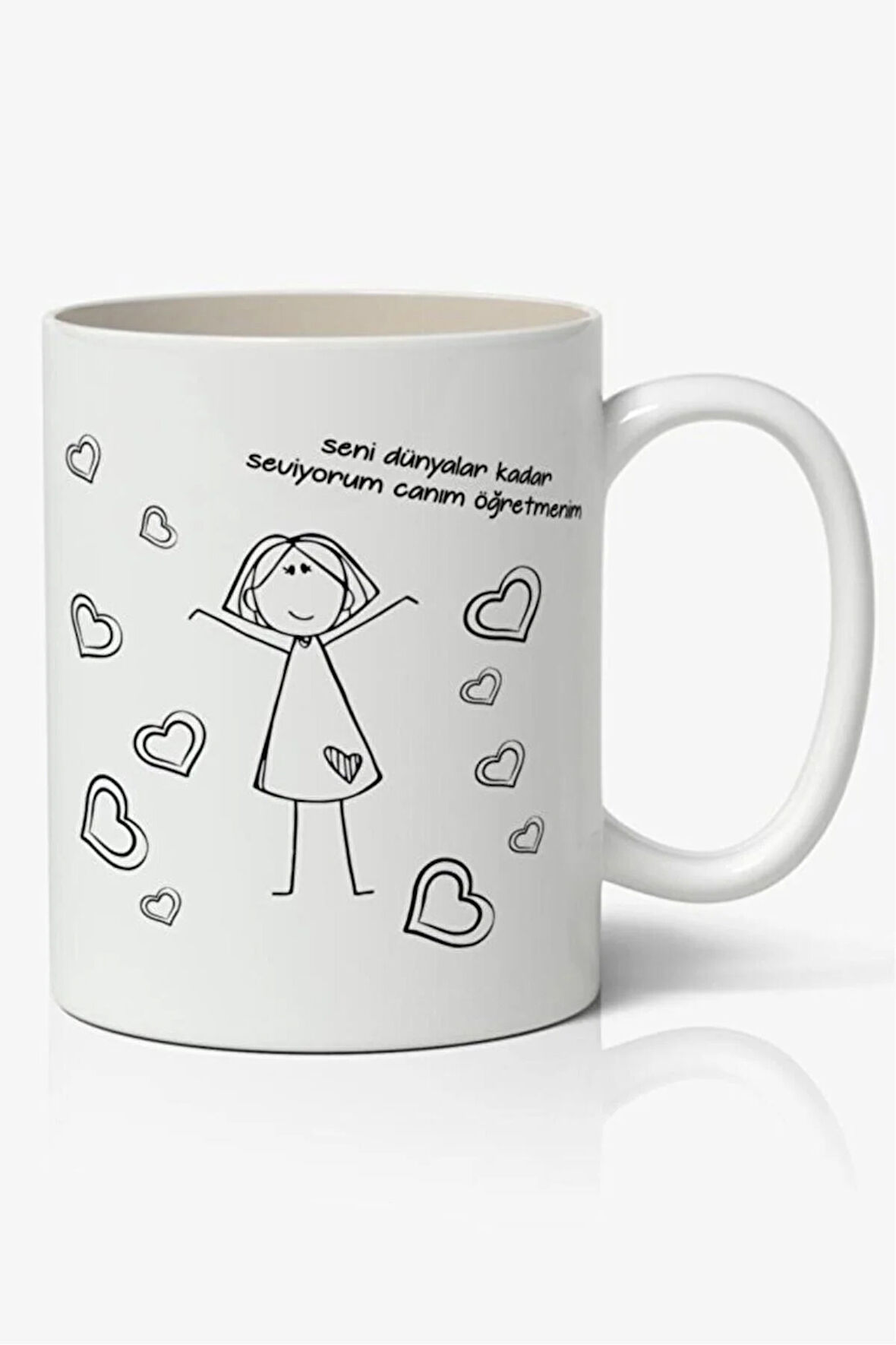 Öğretmenler Günü 24 Kasım Temalı Beyaz Kupa Bardak Öğretmene Hediye