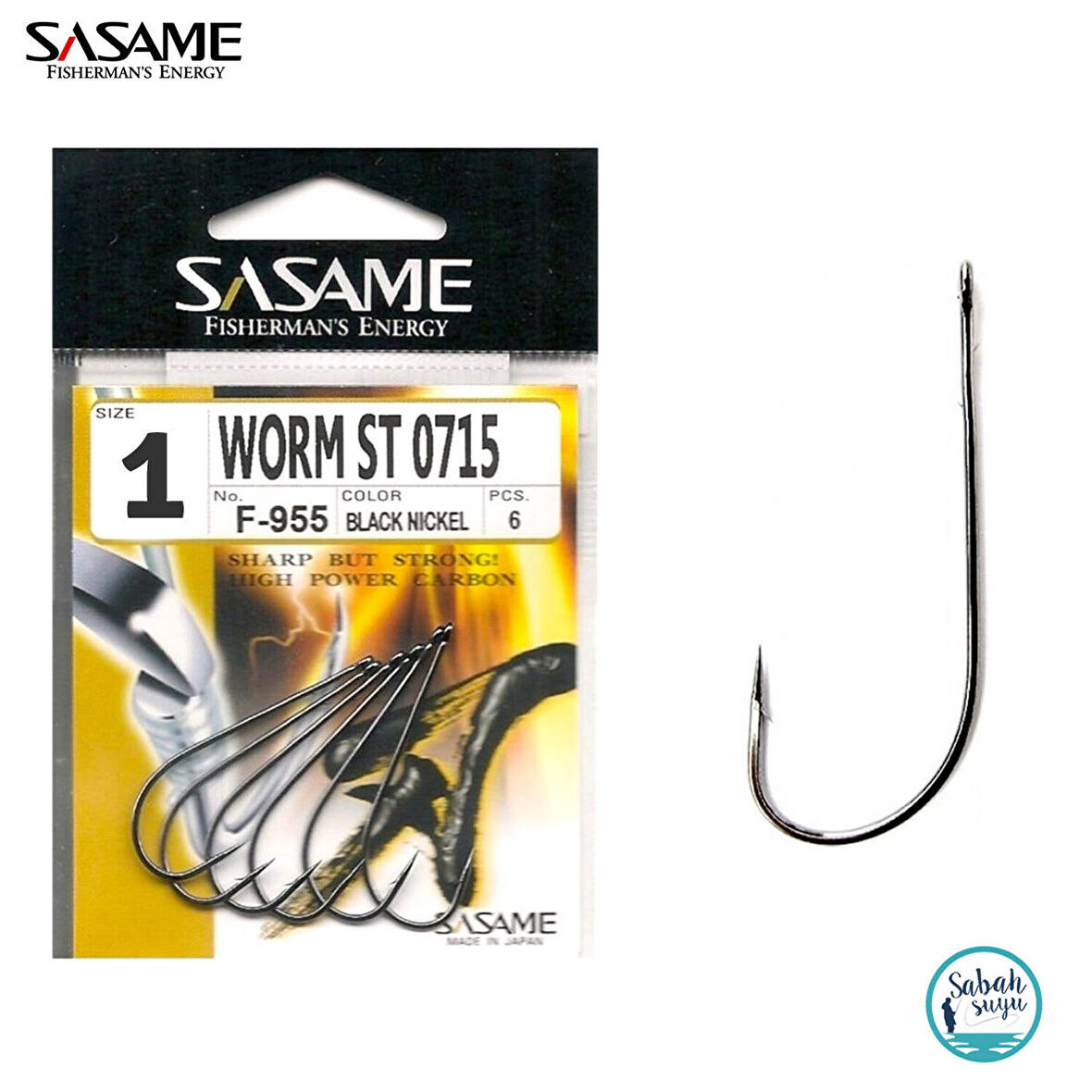 Sasame F-955 Worm Tırnaklı Halkalı İğne #1 (6Ad) Siyah