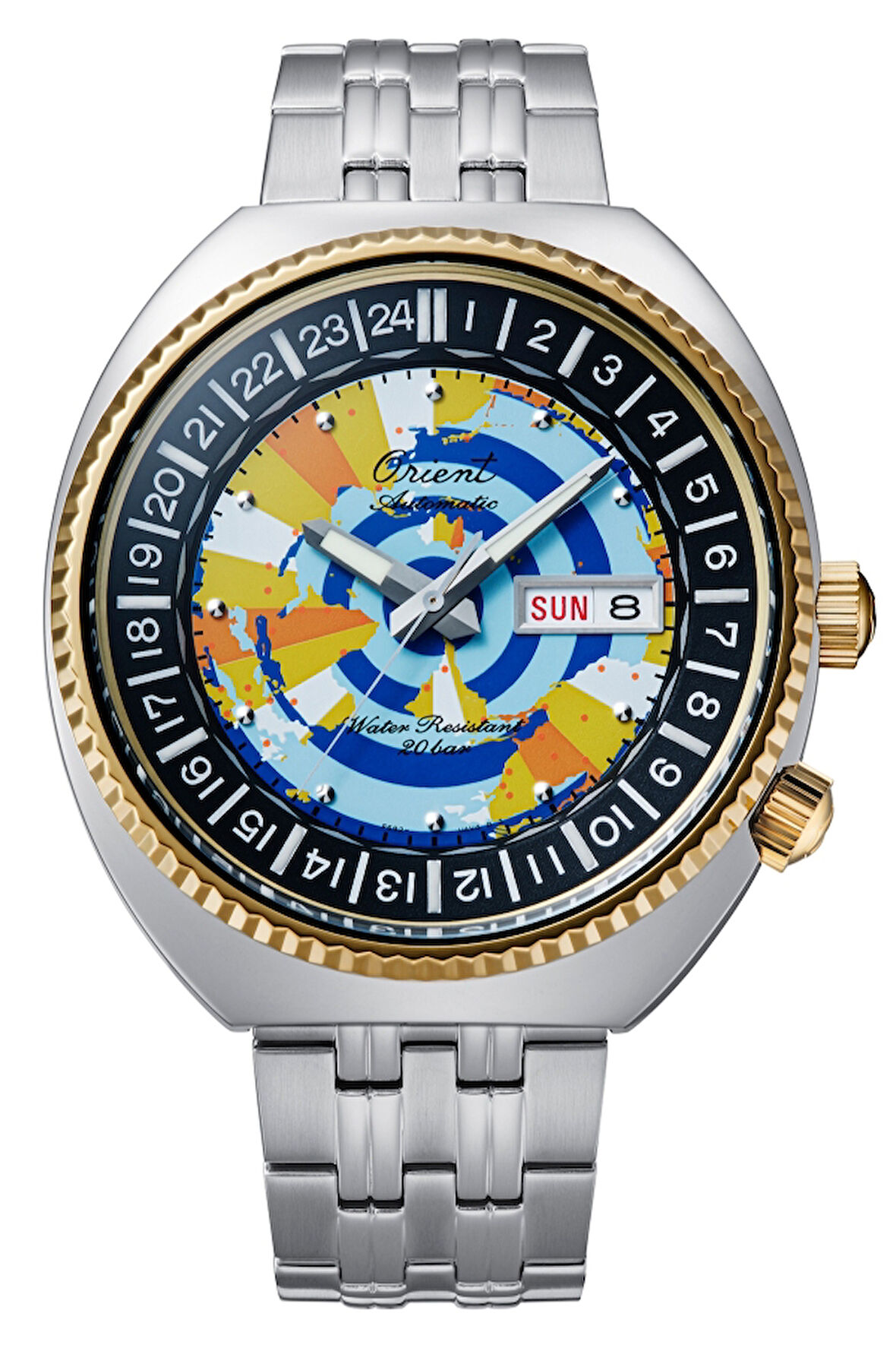 Orient World Map RA-AA0E08Y39B Limited Edition Otomatik Çelik Gri 20 ATM 44 mm Erkek Kol Saati