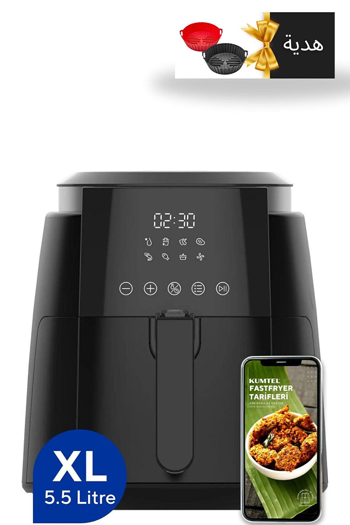 Digital Fastfryer XL ( Yağsız Fritöz Airfryer ) HAF-02, Pişirme Kabı Hediyeli