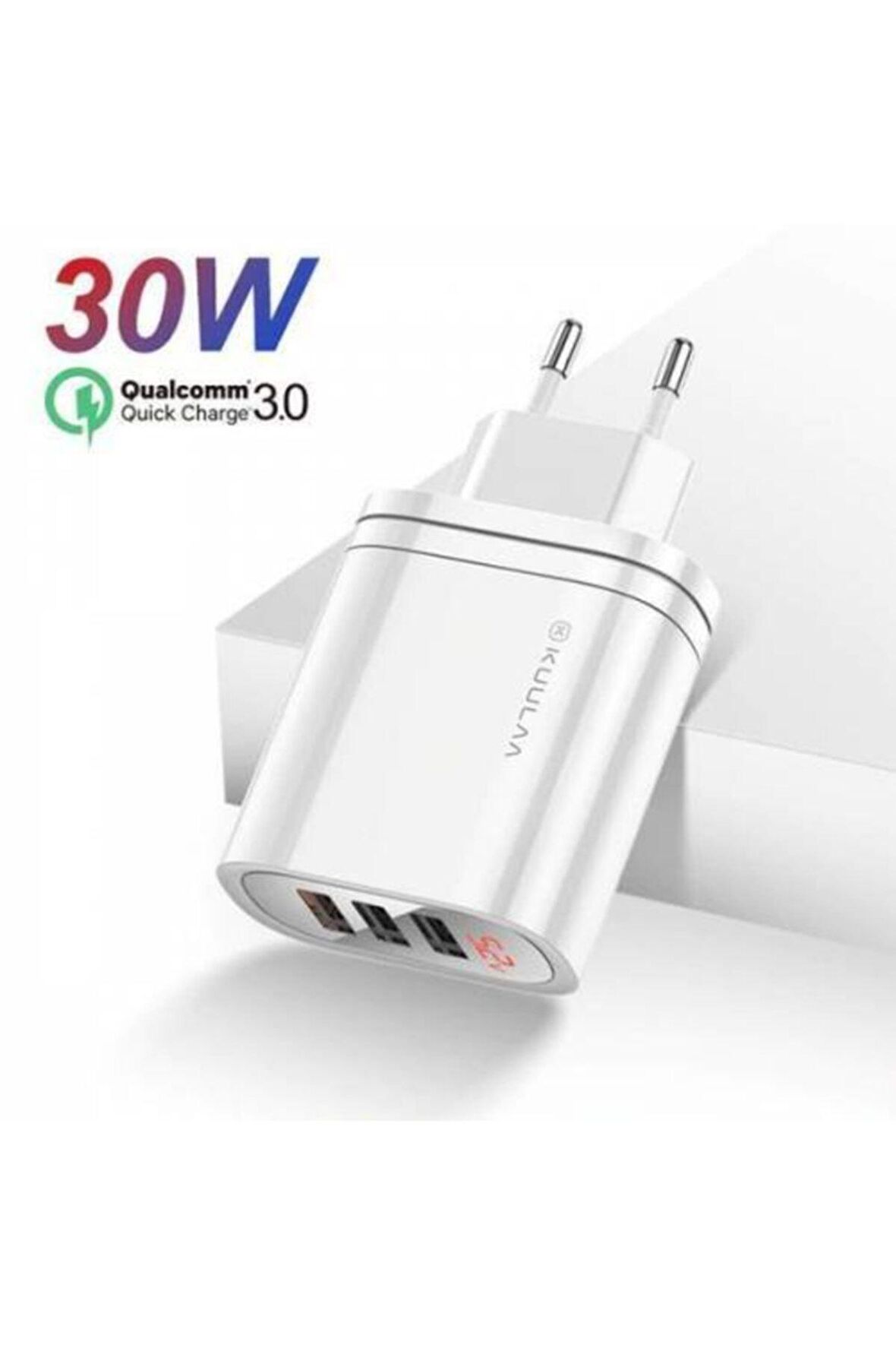 Kuula Mirror USB 30 Watt Hızlı Şarj Adaptörü Beyaz