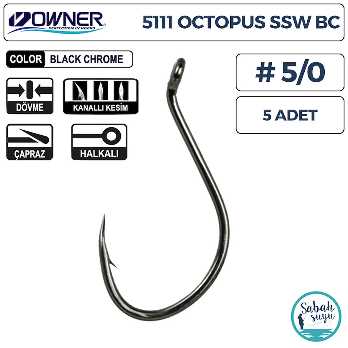 Owner 5111 Octopus SSW Delikli İğne Siyah #5/0 (5 Adet)