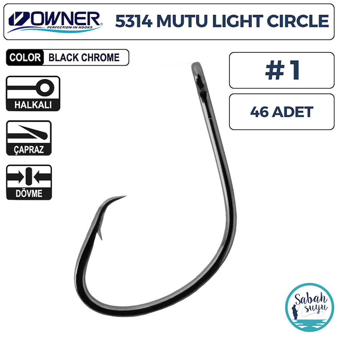 Owner 5314 Mutu Light Circle Delikli İğne #1 (46 Adet) Siyah Krom