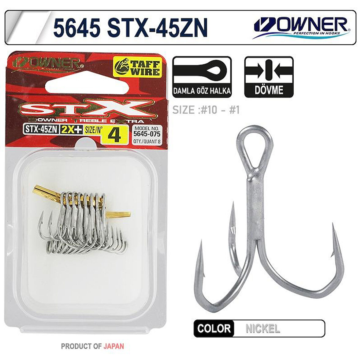 Owner 5645 Stx-45zn Taff Wire Zn Çarpma 3 lü İğne