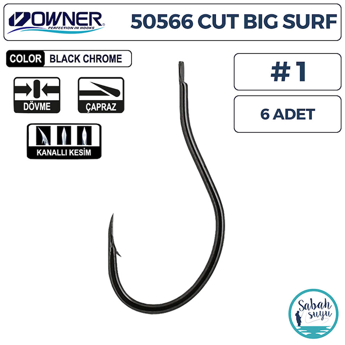 Owner 50566 Cut Big Surf  İğne #1 (6 Adet) Siyah