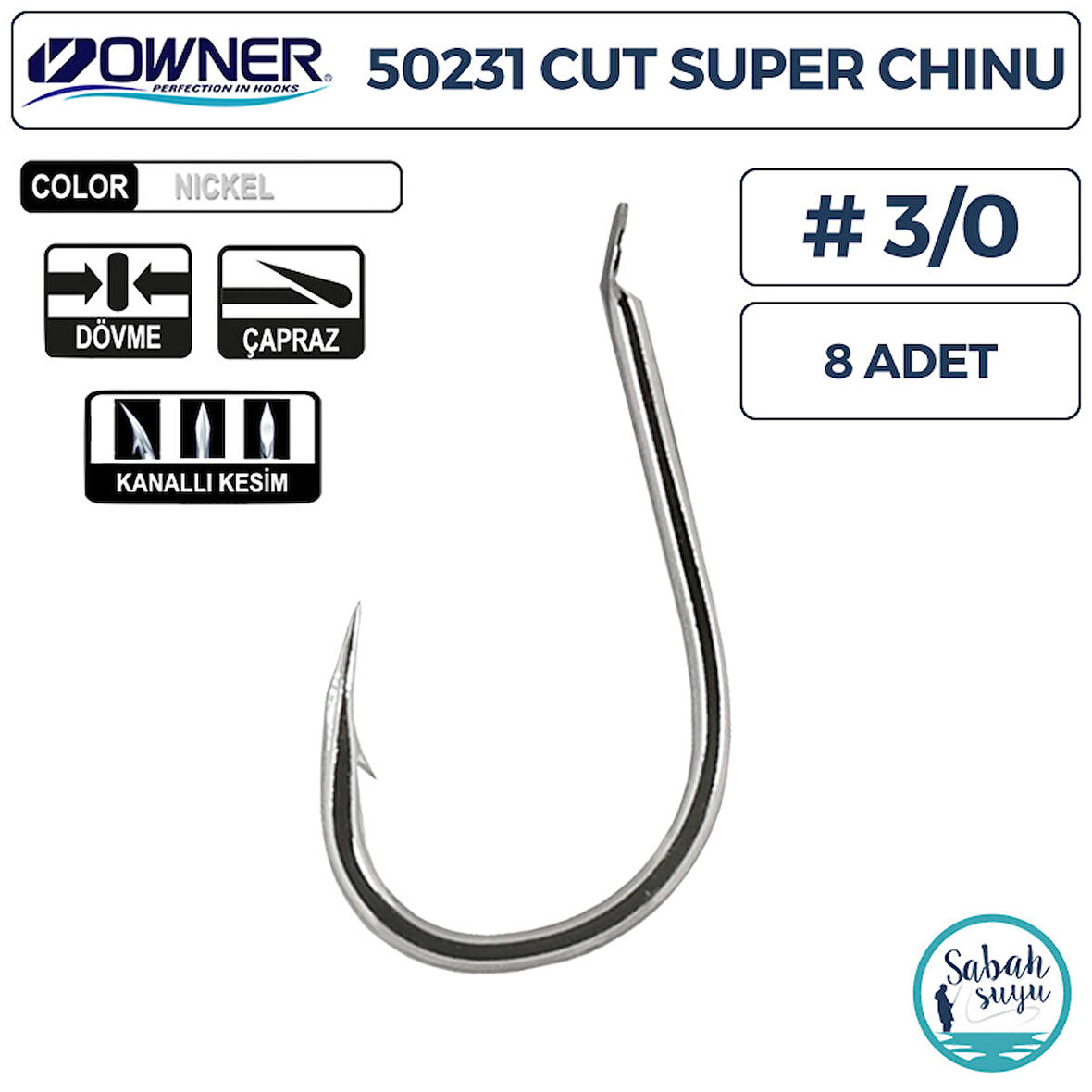 Owner 50231 Cut Super Chinu İğne Beyaz #3/0 (8 Adet)