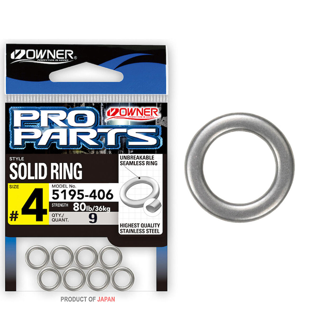 Owner 5195 Solid Ring (Kapalı Halka) #4 80Lb./36kg (9 Adet)
