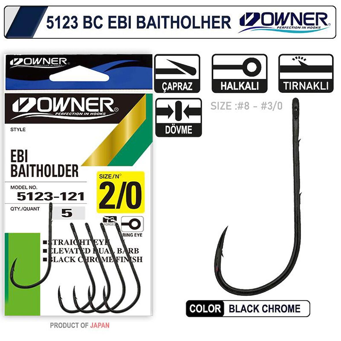 Owner 5123 Ebi Baitholder Black Chrome İğne