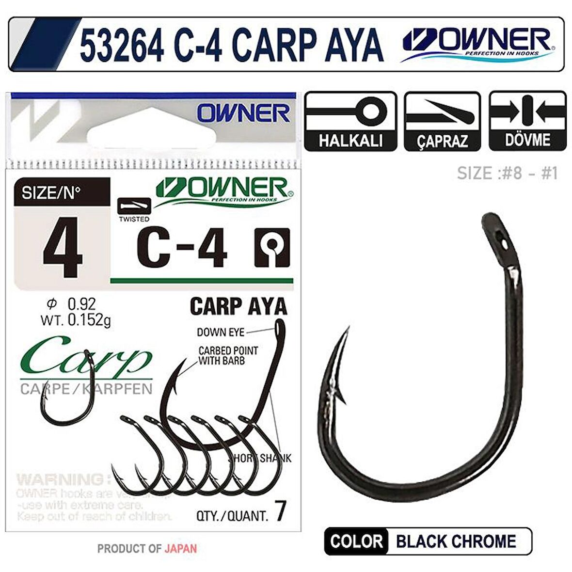 OWNER 53264 C-4 CARP AYA Sazan İğnesi