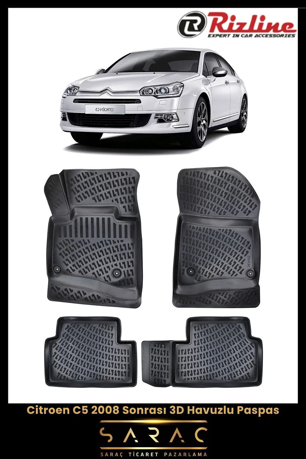 Rizline Citroen C5 2023 Model 3D Havuzlu Paspas
