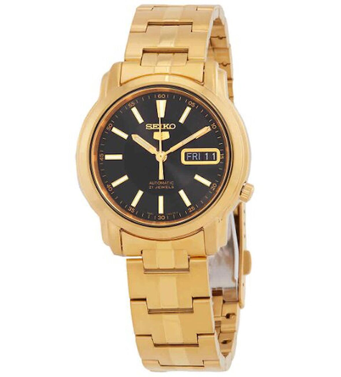 Seiko 5 SNKL88K1 Otomatik Çelik Altın Rengi Siyah Kadran 39 mm Erkek Kol Saati