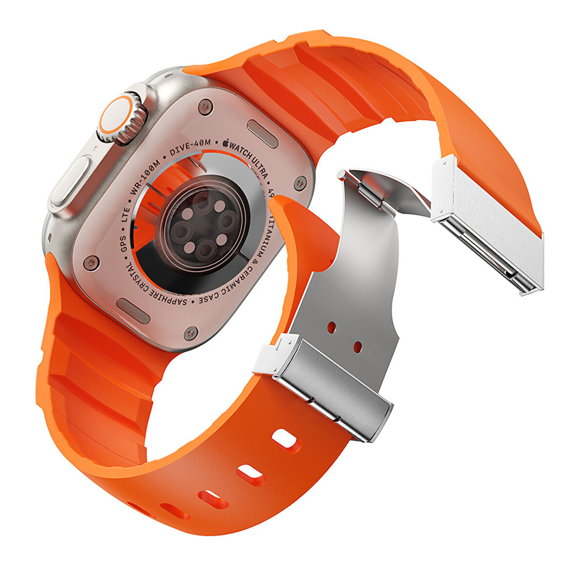 Apple Uyumlu Watch Seri 10-11 (46mm) Kordon 2/3/4/5/6/se/7/8/9 (44-45-49mm) KD-145 Metal Tokalı Silikon Kordon