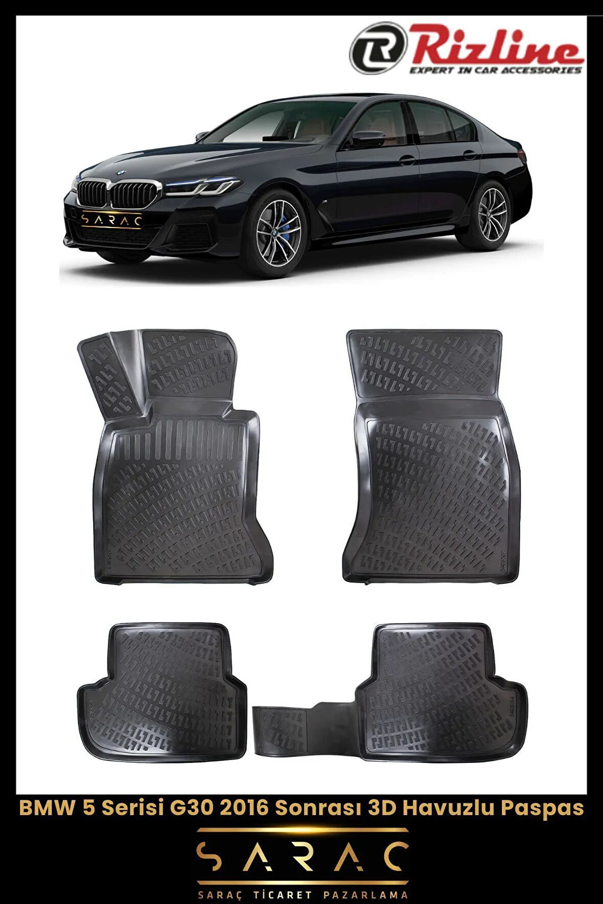 Rizline BMW 5 Serisi G60 2023 Model 3D Havuzlu Paspas