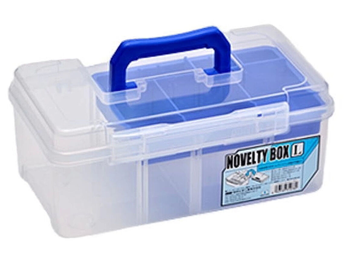 Meiho Novelty Box L Şeffaf Malzeme Kutusu (Mavi Detay)