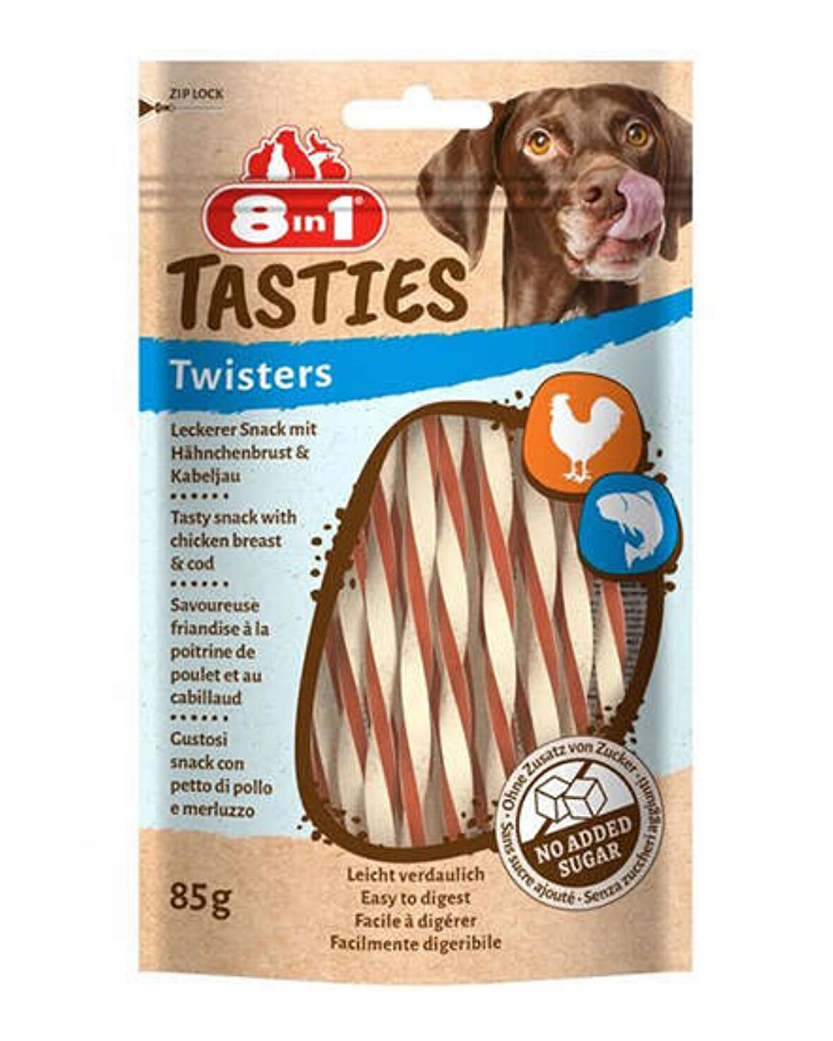  8in1 Tasties Twisters Tavuklu Balıklı Burgu Köpek Ödülü 85 Gr