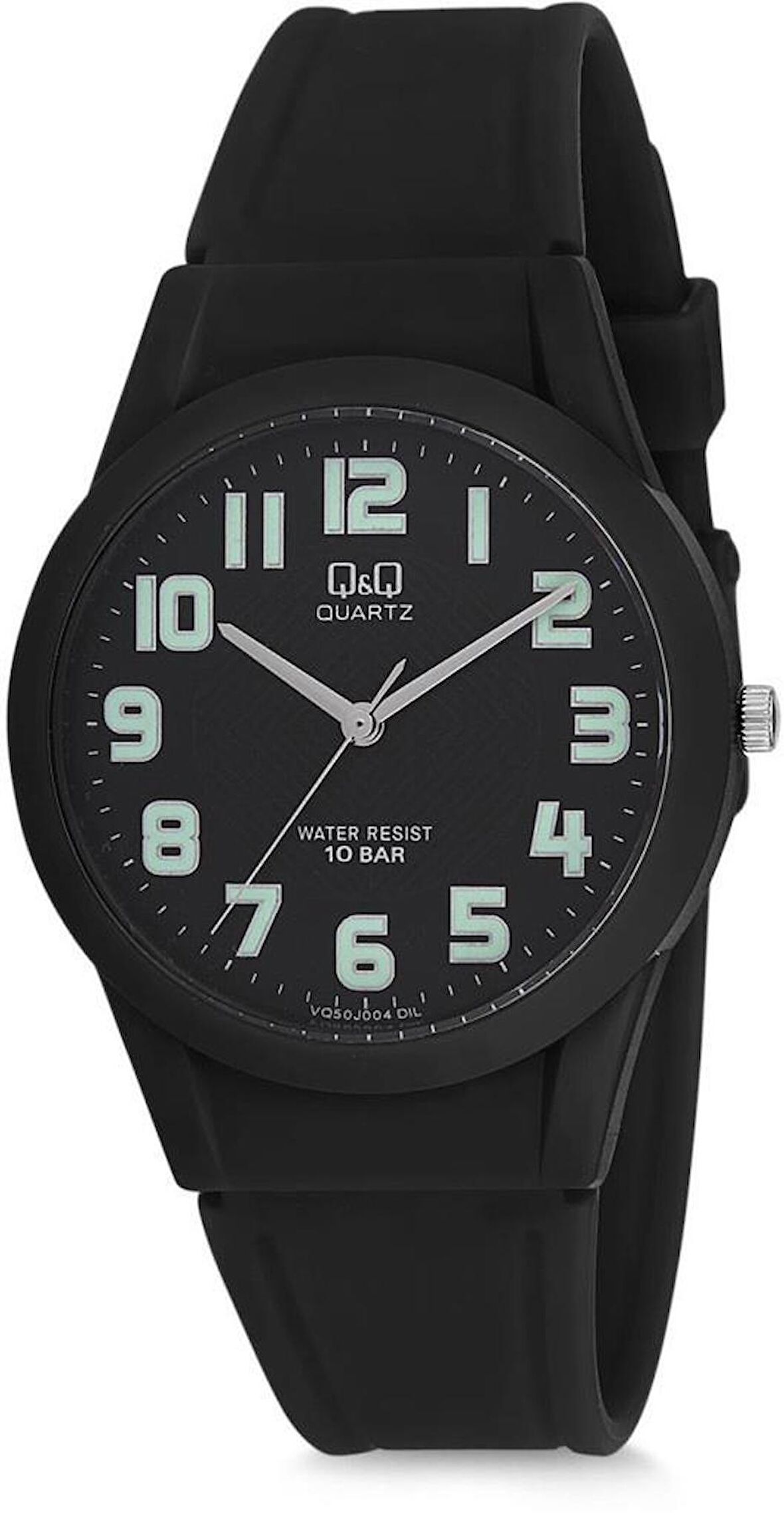 Q&Q VQ50J004Y SİYAH SİLİKON KORDON RAKAMLI ERKEK KOL SAATİ