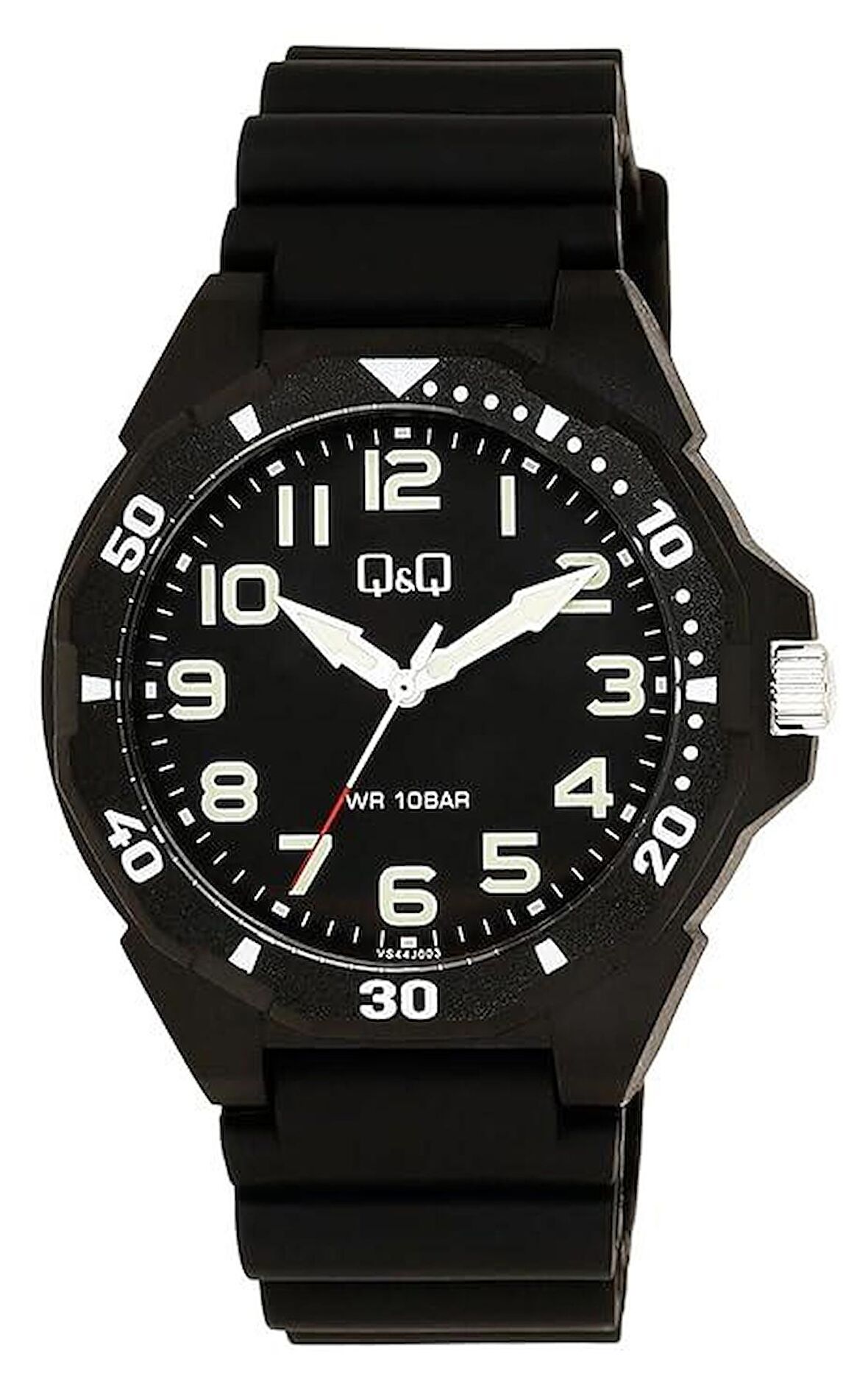 Q&Q VS44J003Y SİYAH SİLİKON KORDON ERKEK KOL SAATİ