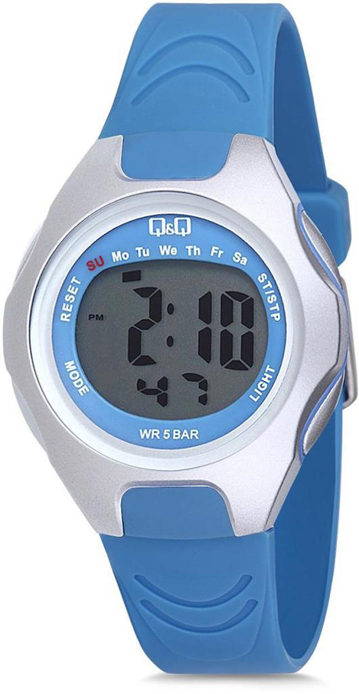Q&Q M195J002Y MAVİ DİJİTAL SİLİKON KORDON ÇOCUK KOL SAATİ
