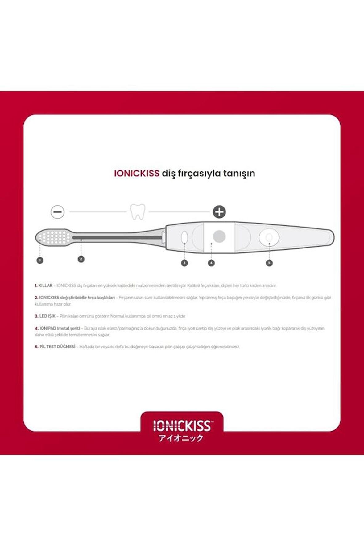 IONICKISS Çocuklar Için Iyonik Diş Fırçası 4+ Yaş - Pembe