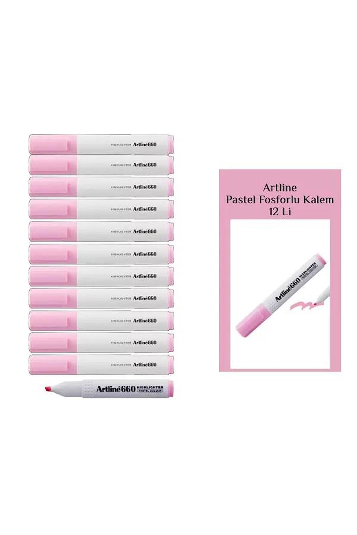 Artline Fosforlu Kalem Fosforlu Pembe Ek 660N   12'li Paket / Artline
