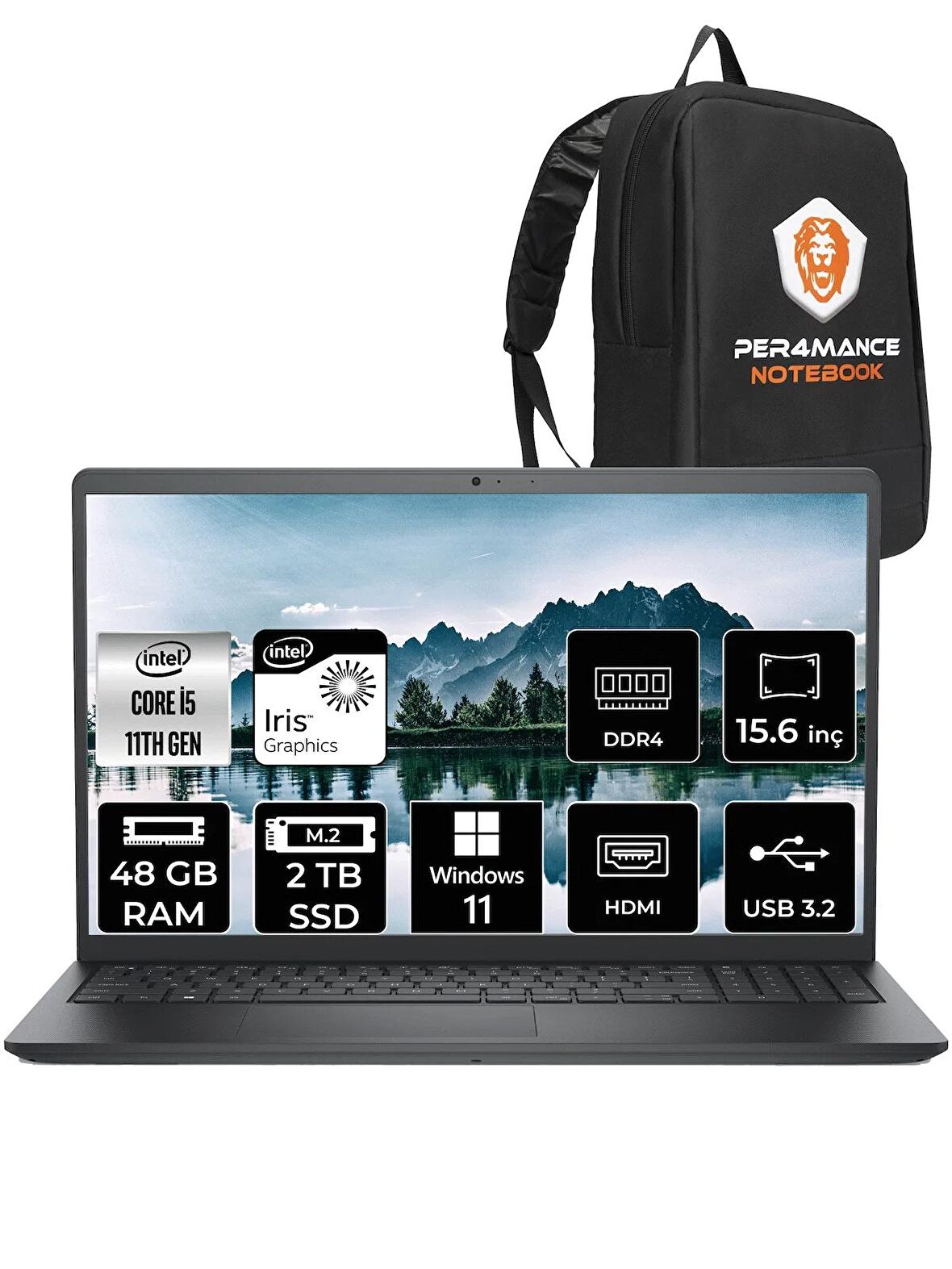 Dell Vostro 3520 i5 1135G7 48GB RAM 2TB SSD 15.6'' FHD W11HOME N2063PVNB3520U & PER4 ÇANTA