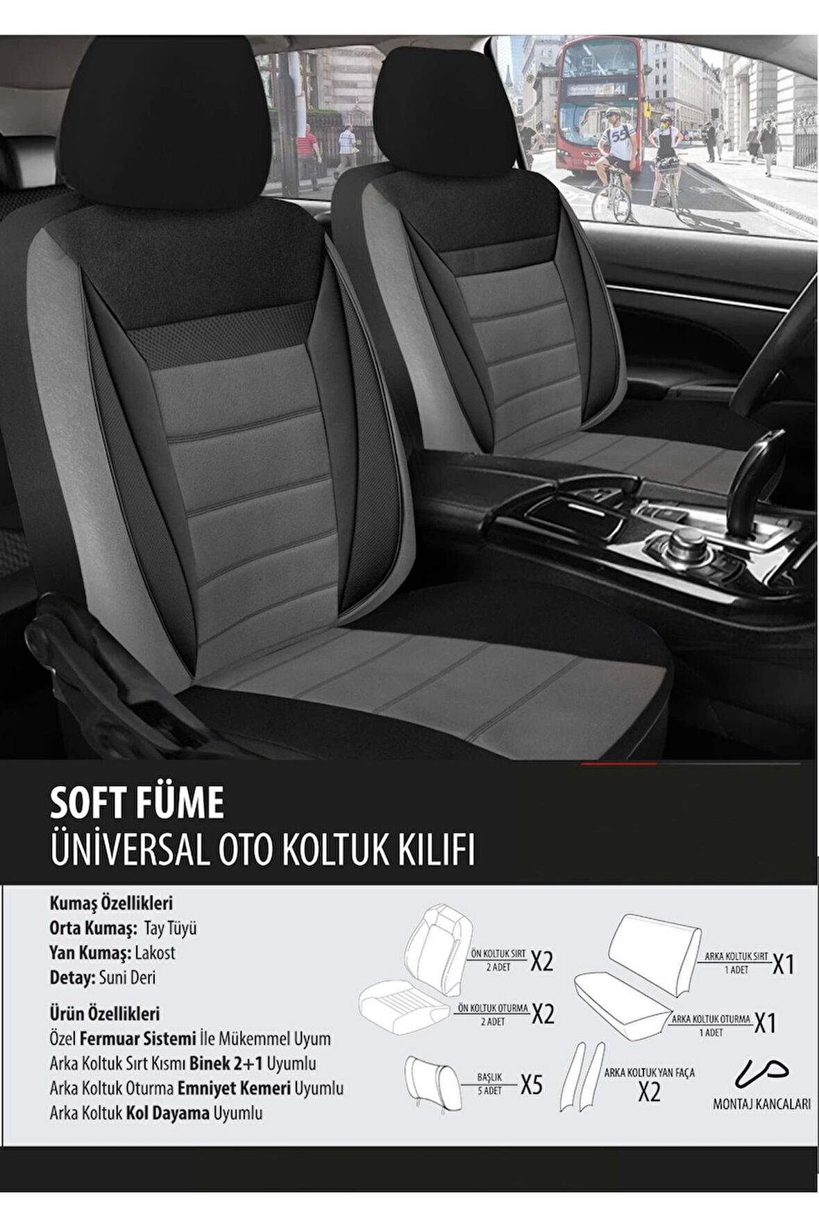 Fiat Freemont Koltuk Kılıfı Soft Füme