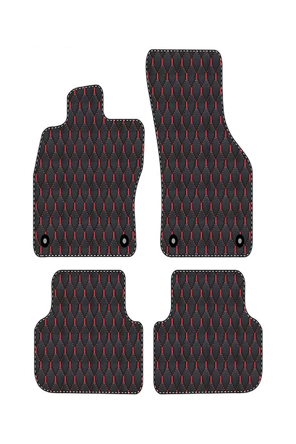 PORSCHE CAYMAN 987 2004-2012 NOBOSE   Uyumlu Kırmızı Dikişli Siyah Deri Paspas